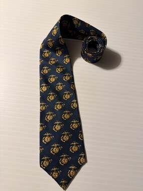 Fashion Neckwear United States Marine Corps EGA Eagle Globe and Anchor Navy Silk
